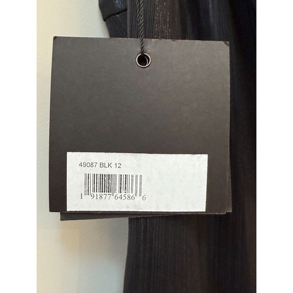 IEENA FOR MAC DUGGAL Black Metallic Jersey Cowl Back Column Gown - Size 12 - Picture 6 of 7